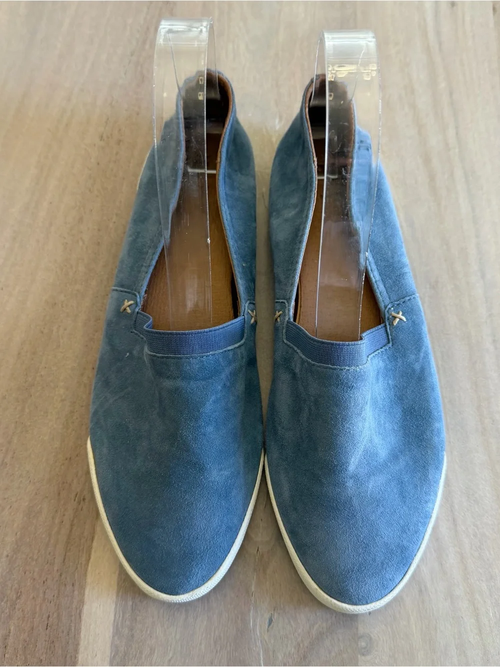 Frye Melanie Slip On Shoes Blue Leather Suede Womens Size 8